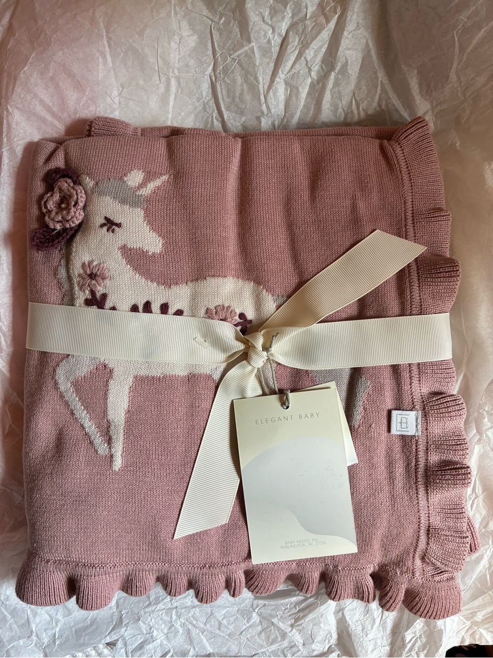 Elegant Baby Blanket Throw Gift Unicorn Pink NEW - Picture 2 of 3